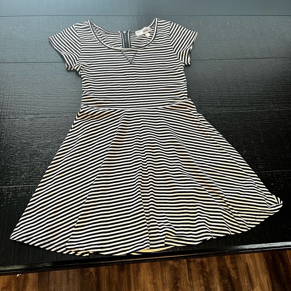 Striped Black and White skater  Dress